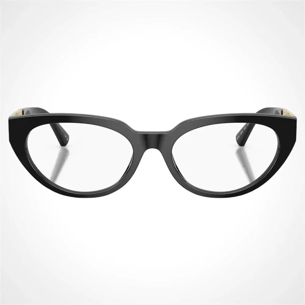 New VERSACE Glasses Black Cat Eye Eyeglasses Gold Rx-able